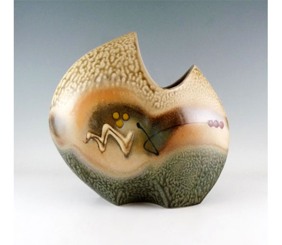 Loren Lukens - Stoneware Vase Green Ash Glaze 10"H